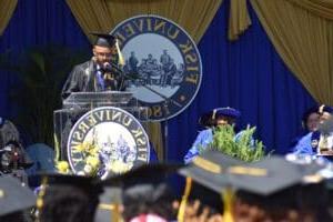 Graduation speaker talking to the audience